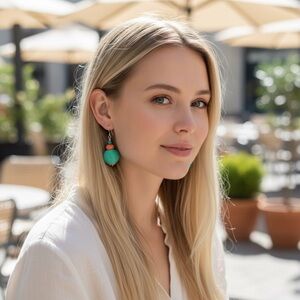 Earrings Handmade Mint Green Corded Ball/Coral Beaded Dangle Earrings